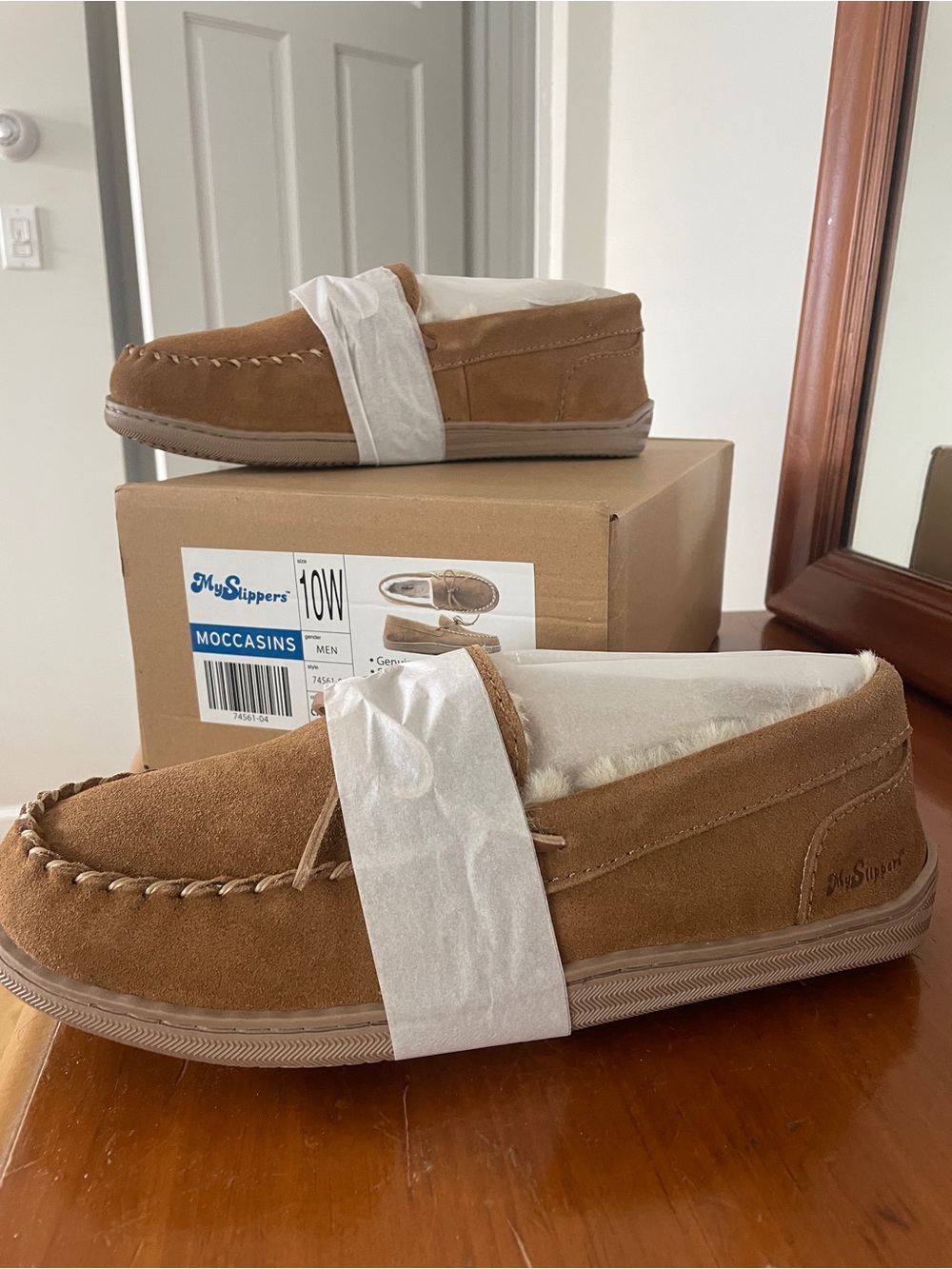 MySlippers Men’s Tan Suede Moccasin Slip-On Loafers